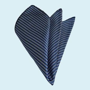 Blue and White <b>Navy</b> Blue Checkered Jacquard Woven Pocket Square - Product Image 1