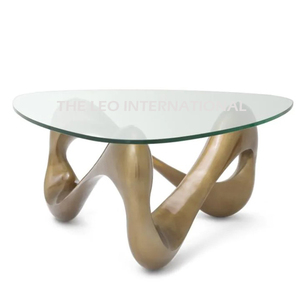 Mesa de Centro con Tablero de MDF, Patrones Modernos y Acabado en Latón Antiguo, Diseño Ventajoso - Product Image 4