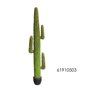 2024 Tres manos 66,92 pulgadas artificial enorme cactus del desierto al por mayor planta de cactus con maceta nueva