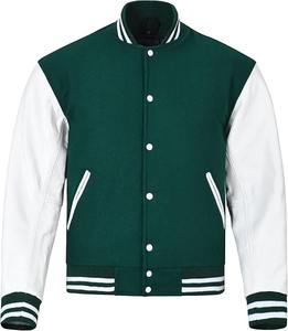 Letterman Varsity Chaquetas Tallas grandes Chaquetas de cuero para hombres Chenille Bordado Color Block Acanalado Chaquetas de béisbol de invierno - Product Image 5