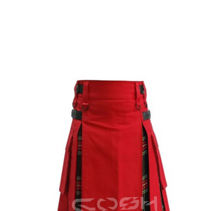 Meilleures ventes, nouveau kilt hybride écossais en coton rouge et tartan Stewart noir, fournisseur de kilt utilitaire pour hommes du Pakistan - Product Image 6
