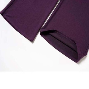 Pantalon tricoté violet taille haute à jambes larges avec poches, coupe ample, décontracté, longueur complète, pour femme, nouvelle collection - Product Image 3