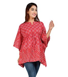 Hermoso diseño occidental informal con caftán corto para niñas moda Algodón puro Paisley impreso Kaftan Top para mujeres niñas - Product Image 1