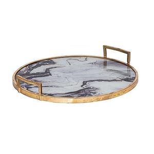Newest Arrival 2025 Design <b>Marble</b> Serving <b>Tray</b> with Metal Handle Wholesale Customized Design Metal and <b>Marble</b> <b>Tray</b> Manufacturer - Product Image 4