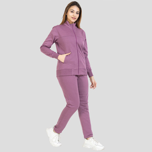 Vêtements d'entraînement et de jogging pour femmes Ensembles de sweat à capuche et de pantalon à fermeture éclair Dernière collection d'hiver Ensembles de survêtement respirant pour femmes - Product Image 3