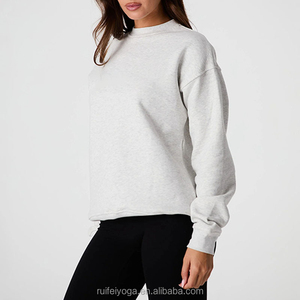 Personalizado bordado gota hombro en blanco liso peso pesado pulóver 100% algodón polar mujeres de gran tamaño Mockneck sudaderas - Product Image 2