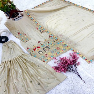 Dernier concepteur pur lourd Chinon soie broderie cordon séquence travail Sharara costume par Fab Zone - Product Image 2