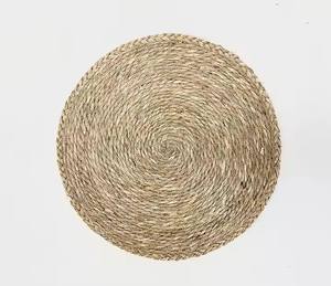 Haute qualité écologique jonc de mer tissé 4 pièces sous-verre ensemble couleur naturelle tapis de cuisine tampons fabriqués au Vietnam en gros - Product Image 3