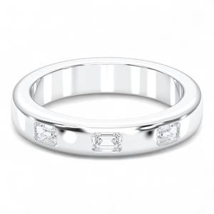 Anillo de Bodas de 3 piedras de diamante de corte esmeralda de moissanita de 0,24 quilates de quilates hecho en platino para mujer - Product Image 1