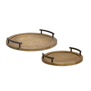 <b>Large</b> Round Food <b>Tray</b> in Brown Rattan and Iron with Luxury Design Perfect for Wedding and Restaurant Use - Product Image 6