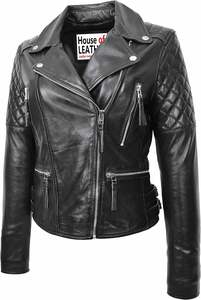 2025 nueva primavera otoño mujer cuero Real Cruz Zip Biker estilo chaqueta mujer cremallera solapa suelta cuero genuino - Product Image 3