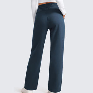 Haute qualité femmes long décontracté Baggy hiver pantalon avant plat Style taille élastique taille haute conception mince caractéristique respirante - Product Image 4