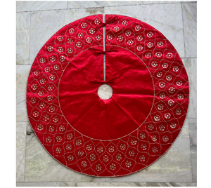 Premium Quality Handmade Christmas Tree <b>Skirt</b> with Decorative <b>Beads</b> That Sparkle Under Christmas Lights for Festive Home Decor - Product Image 1