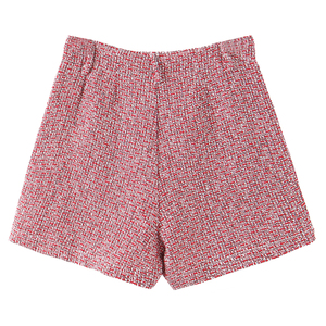 Shorts sportifs tendance pour femme, taille haute, avec empiècements en maille respirante, taille élastique, coupe ample, noir uni, en coton tricoté, écologique - Product Image 5