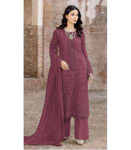 Traje Salwar de Tela de Georgette Sintética Pakistaní para Fiestas con Bordado Intenso de Maruti Fashion - Product Image 1