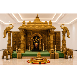 เวทีพิธีนิชิตาร์ธัมแบบดั้งเดิมสำหรับงานแต่งงานแบบเทลูกู การแลกแหวนหมั้น งานแต่งงานอินเดียใต้ งานอีเว้นท์งานแต่งงานแบบมืออาชีพ - Product Image 1