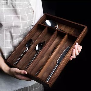 Organisateur de couverts en bois peu encombrant, présentoir à couverts pour table à manger, séparateur de tiroir de cuisine en bois de qualité supérieure pour cuillère - Product Image 3