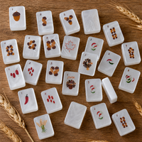 Set Mahjong Amerika 160 Pcs Tema Thanksgiving Ubin Motif Kalkun, Acorn, Cabai, Mutiara Putih dengan Rak
