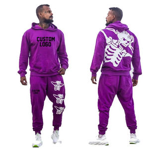 Costumes de jogging personnalisés pour hommes, survêtement délavé à l'acide, sweat à capuche zippé et pantalon de survêtement, ensemble de jogging, survêtements évasés à impression bouffante - Product Image 6