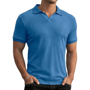 Hombres elegantes para camisa Tejido de punto Secado rápido Precio de alta calidad para ropa de calle informal Mezcla de algodón y poliéster de moda - Product Image 2