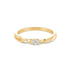 Bague de promesse torsadée gravée Jeulia Gold Vine avec zircon rond pour femme, anniversaire - Product Image 1