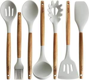 COMFORT Usine Bois et Résine Cuillère Spatule avec et Support Ustensiles de Cuisine Cuillère de Cuisine en Bois Naturel pour le Meilleur - Product Image 4