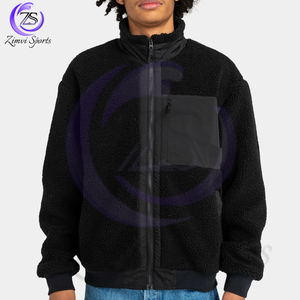 Nouvel arrivage de vestes polaires Sherpa confortables lavables en machine avec fermeture éclair complète couleur noire OEM ODM pour adultes - Product Image 3