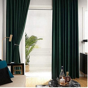 <b>Wholesale</b> Soft Luxury Road Pocket Velvet Window Curtain Dark Green Velvet Curtains Living Room Velvet <b>Blackout</b> Curtain Panel - Product Image 2