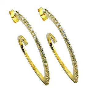 Pendientes de Aro Chapados en Oro para Mujer con Circonita Cúbica, Diseño Moderno y Religioso, Regalo Perfecto de 14K - Product Image 2