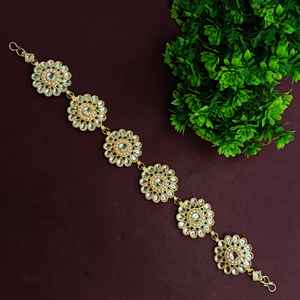 Indian Faux Pearl <b>Crystal</b> Rhinestone Hair <b>Accessories</b> Bridal Sheeshphool Head Chain Headband Jewellery Set for Women - Product Image 2