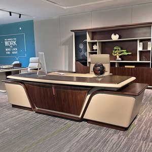 Escritorio Ejecutivo Extensible de Madera en Forma de L, Mesa de Oficina de Lujo con Diseño de Panel Ecológico, Estación de Trabajo Comercial B - Product Image 2