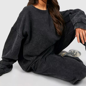 Ensemble de survêtement décontracté d'été pour femme MESS SPORTS, col rond, manches courtes, délavé à l'acide, tie-dye, taille haute, en jersey, vente en gros - Product Image 3