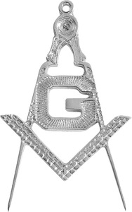 เครื่องประดับปลอกคอมาสเตอร์เมสัน บลูลอดจ์ - รูปสี่เหลี่ยมและเข็มทิศชุบทองพร้อมตัวอักษร G - Product Image 2