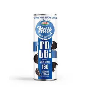 Protein Shake Milk Drink Cookie Flavor Packaged 320ml Sleek Can Wholesale Best Price Vietnam Beverage Manufacturer Soft Drinks