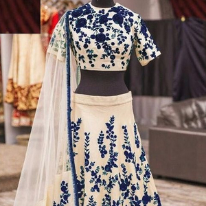 NEW LATEST DESIGN OF BRIDAL INDIAN/PAKISTANI <b>TOP</b> WITH LEHENGA DRESS Embellished DABKA,STONE GLASS BEADS work for Wedding @ 2022 - Product Image 1