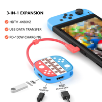 Base de Conexión USB 3 en 1 al por Mayor, HDTV 4K60Hz, Carga PD 100W, Tipo C, para NS Switch 2, Laptop y Teléfono