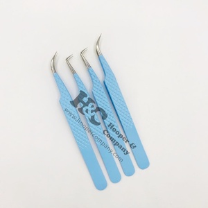 Pince à cils professionnelle en acier inoxydable bleu pince à épiler extension de faux cils vison Anti-magnétique pince à épiler Durable pointe lisse - Product Image 5