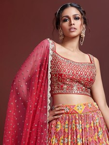 Nouveau Lehenga Choli moderne tendance avec chemisier lourd non cousu pour les femmes vêtements de fête du fournisseur indien - Product Image 2