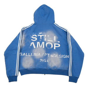 OEM Acid Washed Zip Pantalon à capuche évasé dépouillé Vente la plus chaude coupe ample personnaliser en détresse lettres de broderie hommes vêtements d'hiver - Product Image 4