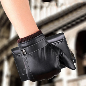 Gants de conduite durables en cuir de mouton de haute qualité, chauds pour l'hiver, à écran tactile, avec revers en mélange de laine et de cachemire - Product Image 5