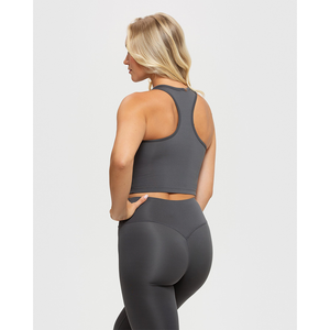 เสื้อครอปเอวลอยสำหรับผู้หญิงเสื้อครอปเอวลอยออกกำลังกายผ้านิ่มยืดได้4ทิศทาง - Product Image 6