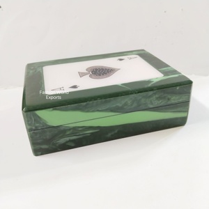 Sang trọng làm bằng tay nhựa chơi thẻ hộp màu xanh lá cây cẩm thạch với đá cẩm thạch của spades Inlay trang trí lưu trữ trường hợp cho Poker Cầu & trò chơi - Product Image 6