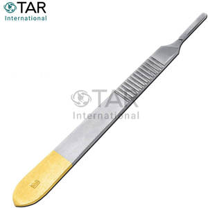 10 lames de chirurgie stériles #15 avec couteau scalpel #3 demi-manche en or pour la chirurgie dentaire médicale coupant les instruments médicaux - Product Image 2