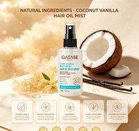 GATASE Vegan Organic Coconut Vanilla Nourishing Vitamin B7 Volumizing Smoothing Lightening Hair-Repairing Hair Oil Spray.