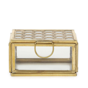 Boîte à bijoux en verre de luxe moderne avec bord doré Boîtes à bagues de luxe avec couvercle rectangulaire transparent Mallette de rangement décorative - Product Image 6