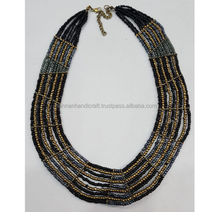 Collar de Cuentas de Semillas Estilo Bohemio NK-20447 de Rawat Handicrafts, Joyería Artificial Hecha a Mano con Piedra Principal de Ágata - Product Image 1