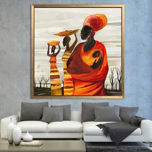 Toile imprimée : Élégante femme africaine avec bébé, art mural, encadré or - Product Image 1