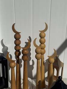 Juego de soportes de madera Hilal Ramadán decoración de luna creciente de madera Eid decoración islámica del hogar centro de mesa - Product Image 5