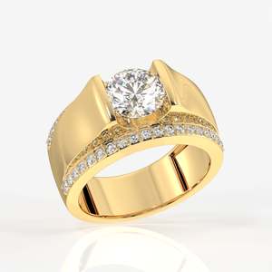 Men's 9k <b>Gold</b> <b>Ring</b> with Lab Grown Diamond Matt Collection - Product Image 2