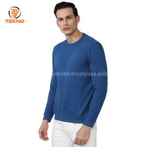 Sudadera personalizable de cuello redondo para hombre, sudadera informal cómoda con logotipo de algodón 100%, bordado sólido a precio barato, servicio OEM - Product Image 3